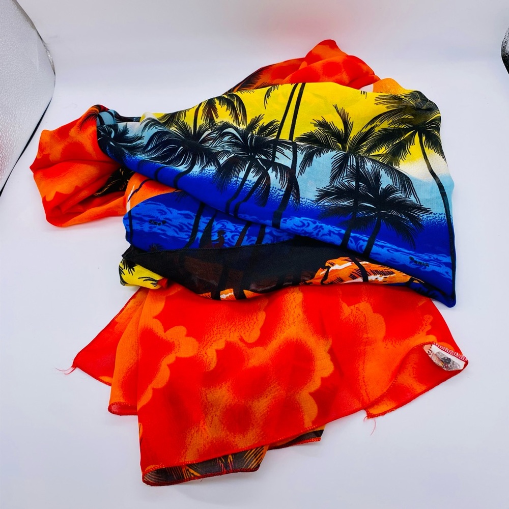 EUC Unitalla Ocean Sunset Palm Tree Scarf/Sarong